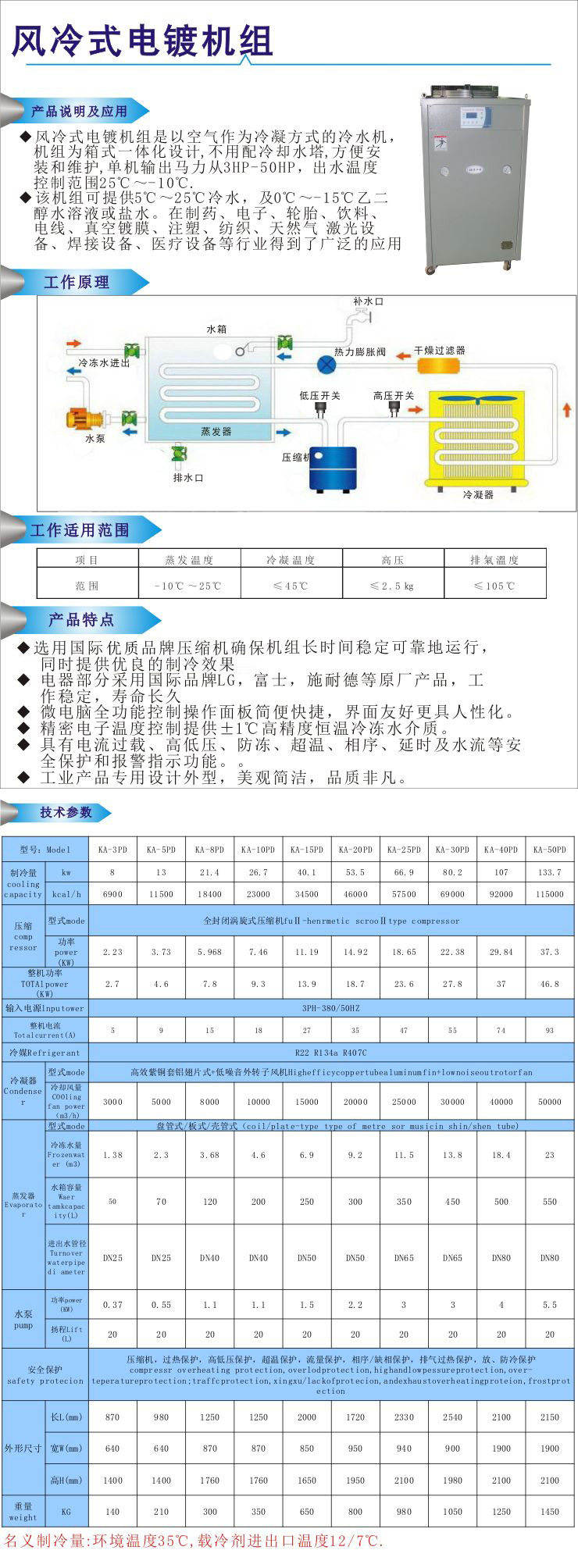 风冷式电镀专用冷水机